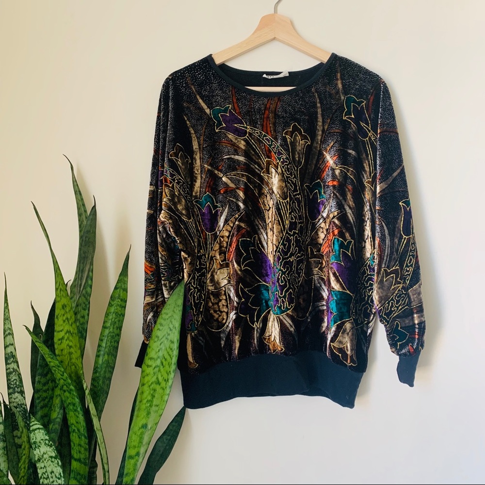 Vintage Kocal Velvet Print Top